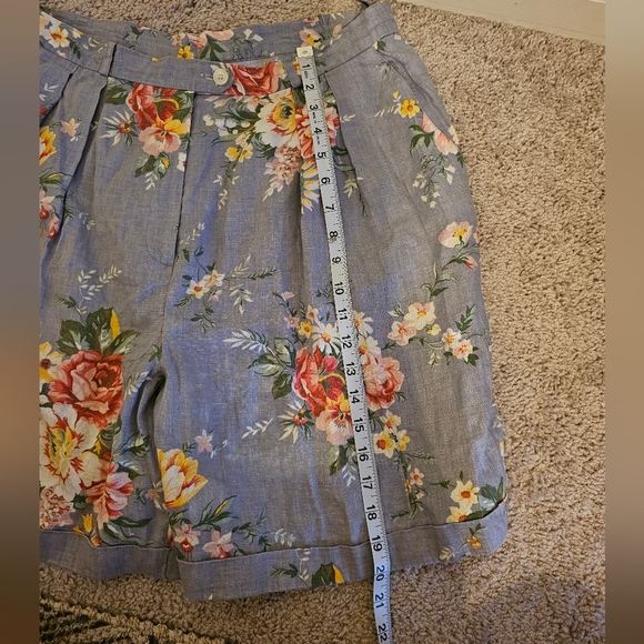 Lauren Ralph Lauren Vtg Linen High Waist Pleats Mom Bermuda Shorts Size 16 - Picture 5 of 5